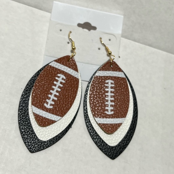 Layered Leather Football Earrings 🏈 - Picture 3 of 5